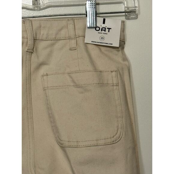 OAT New York High Rise Wide Leg Cropped Pants Beige Women's Size 25 NWT - Picture 5 of 10